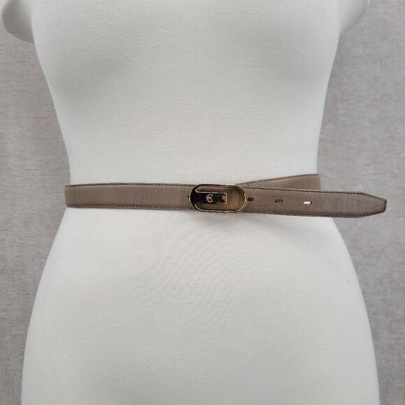 Nino Cerruti Gold Buckle Taupe Leather Belt - Picture 7 of 12